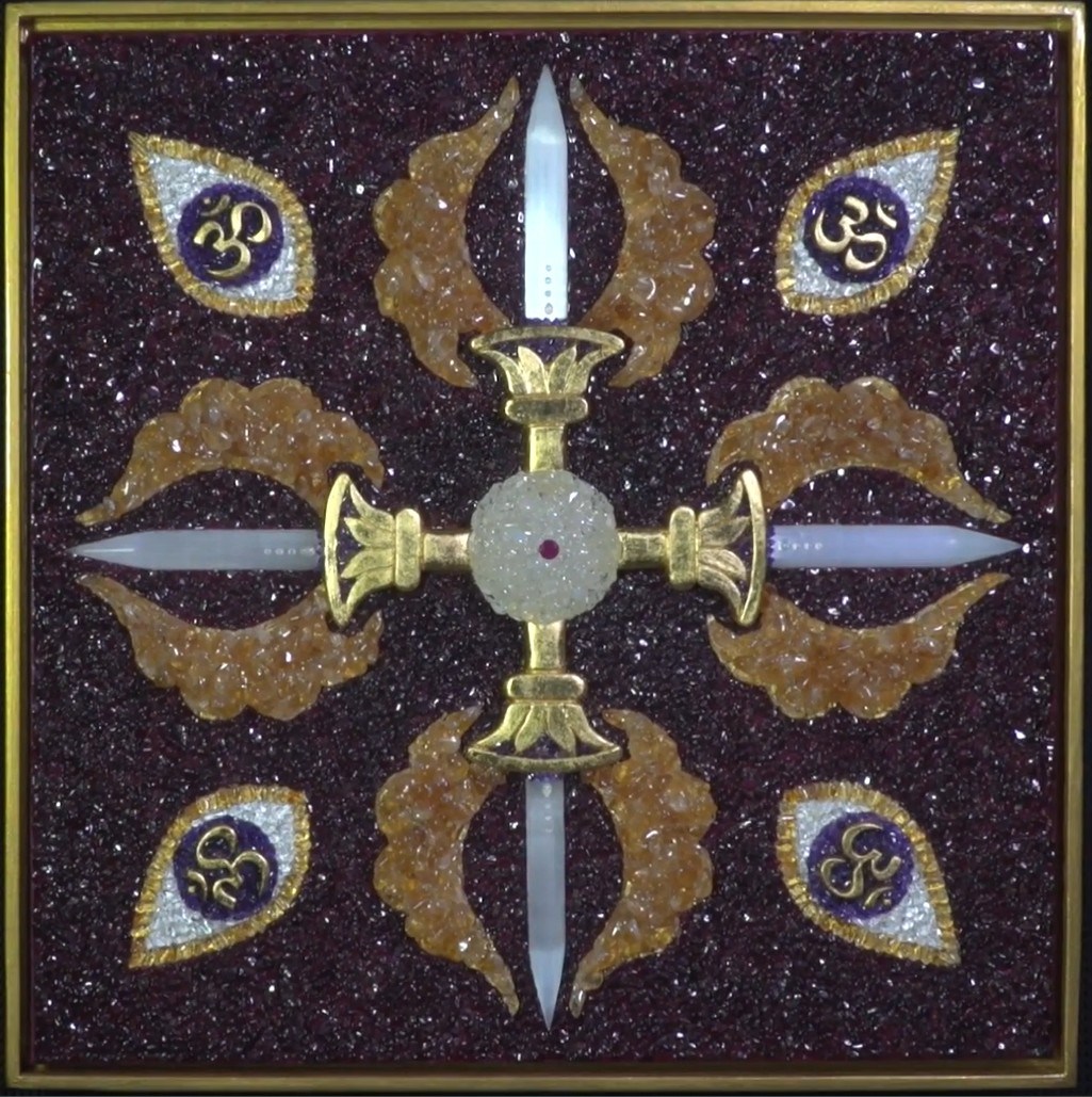 Powerful Shield of Vajra 3D Gemstone Mosaic